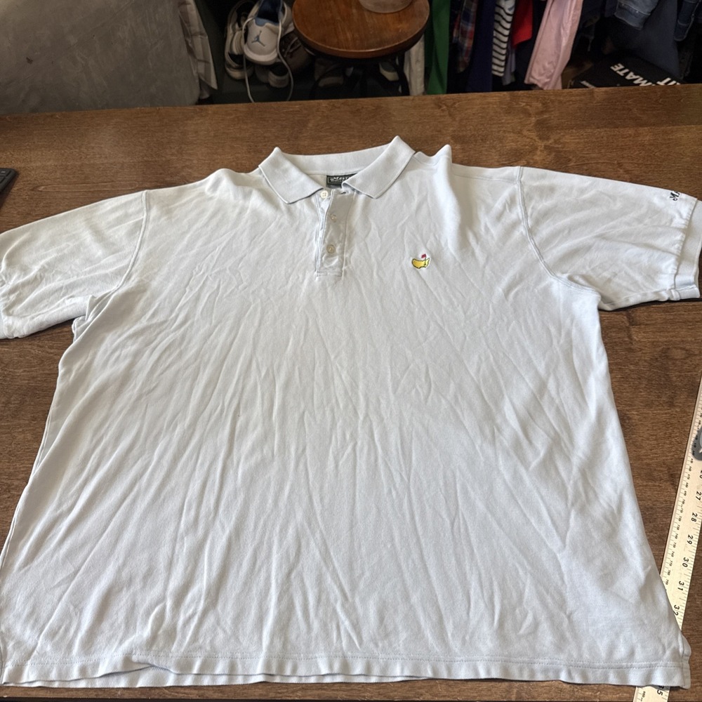 Masters Collection Polo Golf Shirt Mens XL Blue Augusta Logo Short Sleeve FLAW